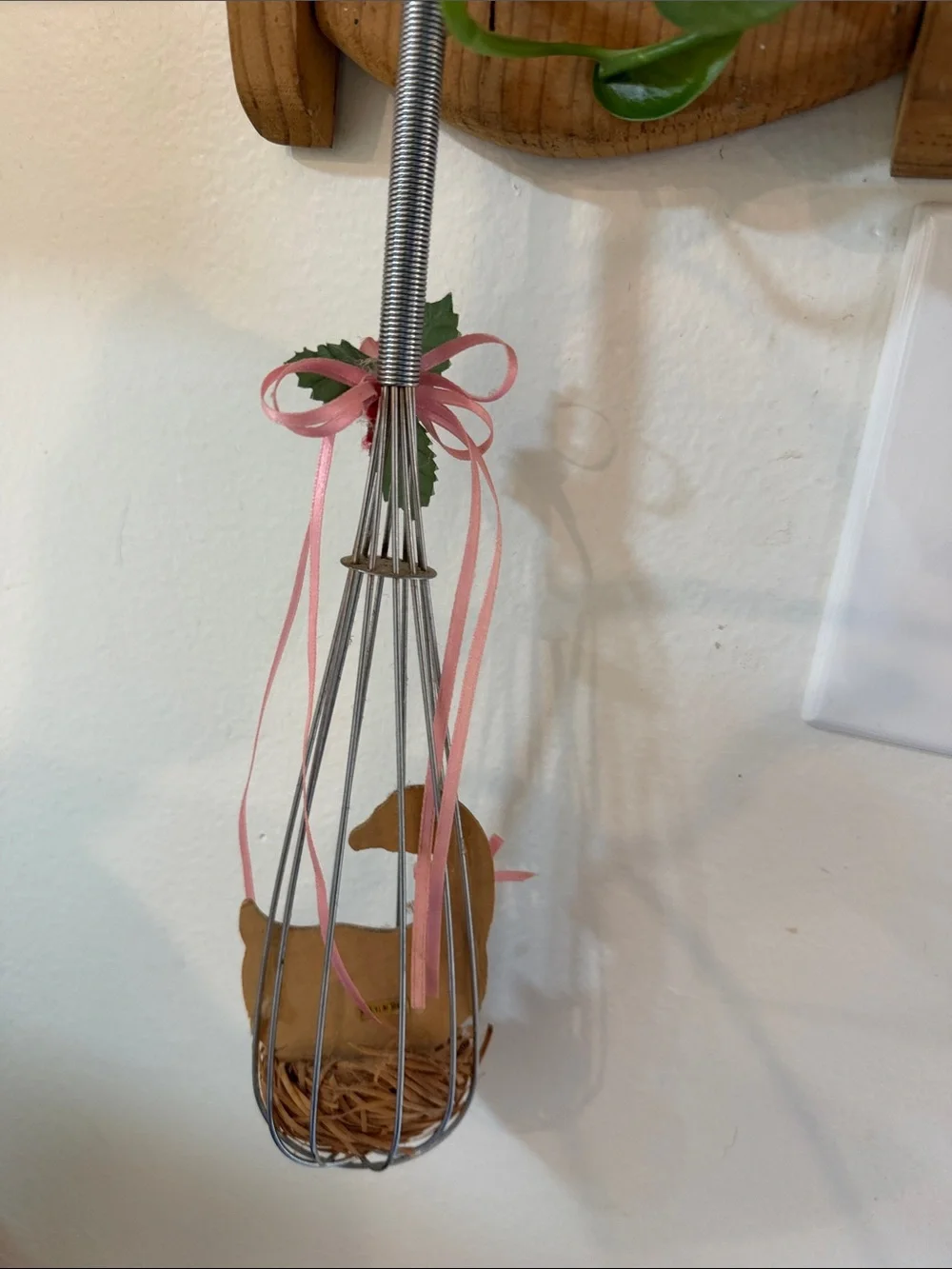 Pink Ribbon Nesting Duck Hanging Wall Decor